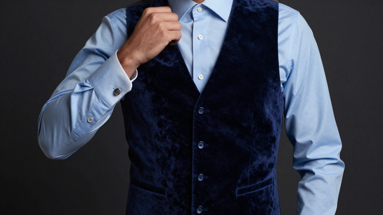 Three-piece suit groom with waistcoat and cufflinks