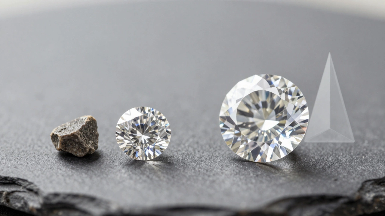Comparison of small mined diamond and large lab-grown diamond