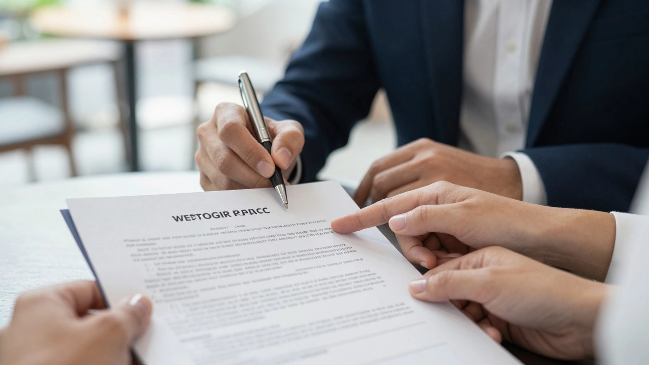 Couple carefully reviewing wedding photography contract details