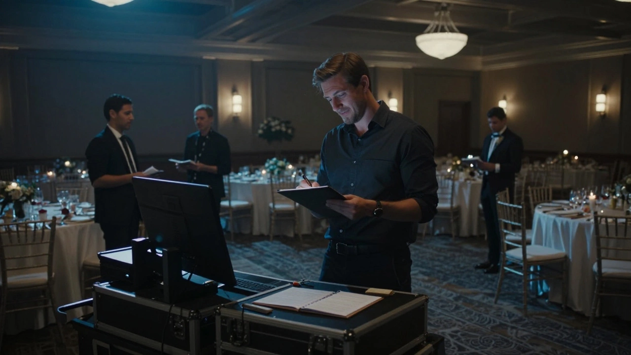 Planner overseeing venue teardown after wedding guests leave