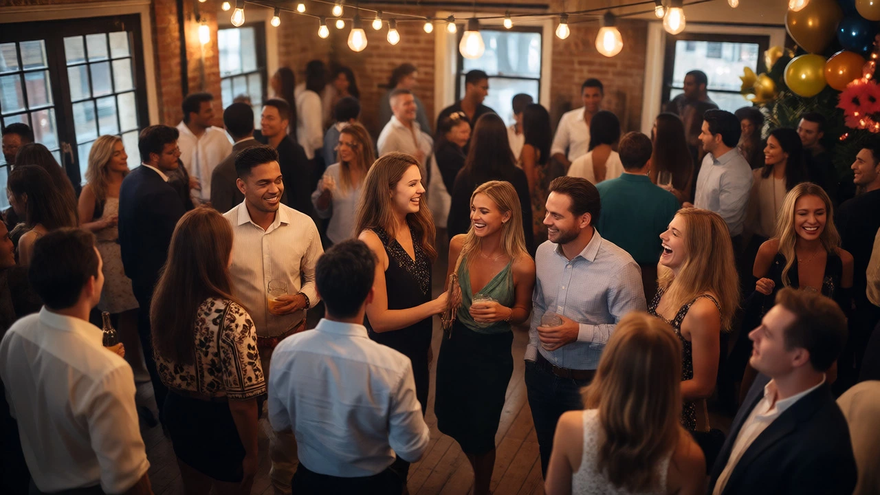 Mixed-gender group celebrating at a modern co-ed shower